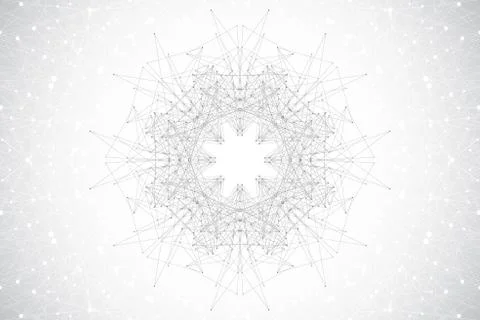 Geometric abstract background with connected line and dots. Molecular structure Illustrazione stock