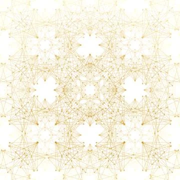Geometric abstract background. Connected line and dots. Linear golden grid with Stock Illustration