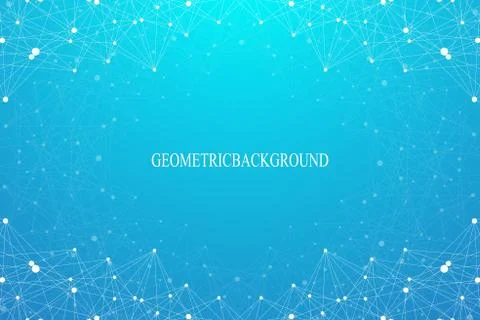 Geometric abstract background with connected line and dots. Graphic backdrop for 스톡 일러스트