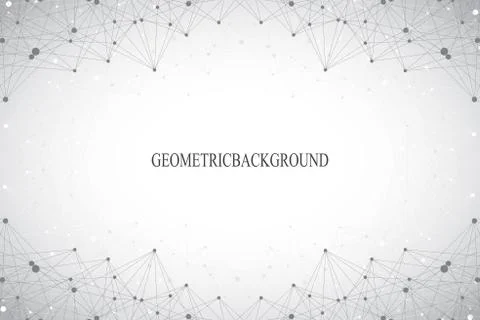 Geometric abstract background with connected line and dots. Big data composition Illustrazione stock