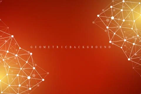 Geometric abstract background with connected line and dots. Graphic background Illustrazione stock
