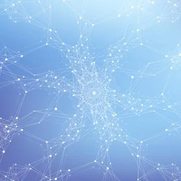 Geometric abstract background with connected line and dots. Network and Stock Illustration