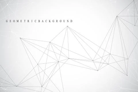 Geometric abstract background with connected line and dots. Network and Stockillustratie