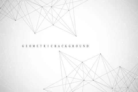 Geometric abstract background with connected line and dots. Network and Stockillustratie