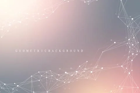 Geometric abstract background with connected line and dots. Network and Stockillustratie