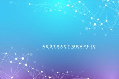Geometric abstract background with connected line and dots. Network and イラスト素材