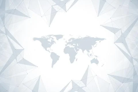 Geometric abstract background with connected line and dots. Network and Stock Illustration