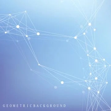 Geometric abstract background with connected line and dots. Network and Stockillustratie