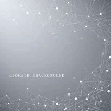 Geometric abstract background with connected line and dots. Network and Stock Illustration