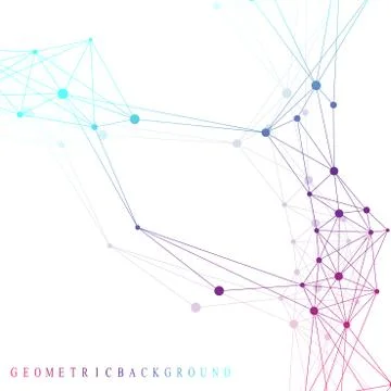 Geometric abstract background with connected line and dots. Network and イラスト素材