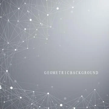 Geometric abstract background with connected line and dots. Network and Illustrazione stock