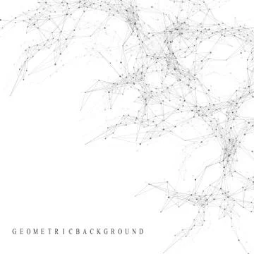 Geometric abstract background with connected line and dots. Network and Stockillustratie