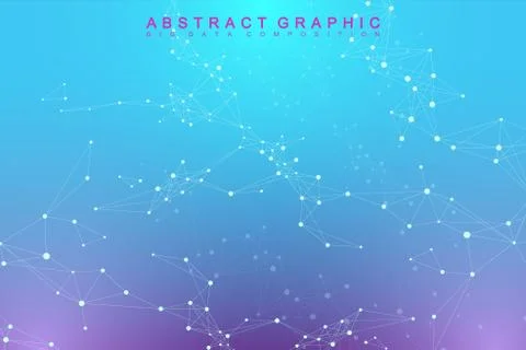 Geometric abstract background with connected line and dots. Network and Stock Illustration