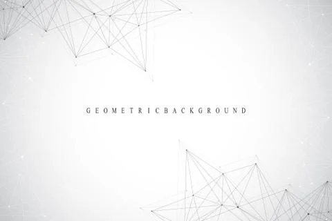 Geometric abstract background with connected line and dots. Graphic background Illustrazione stock