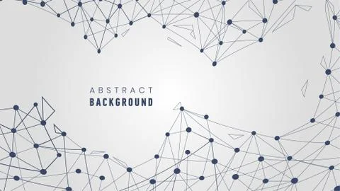 Geometric abstract background with connected line and dots. Wireframe structure Stock Illustration