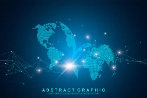 Geometric abstract background with connected line and dots. Graphic background Stock Illustration