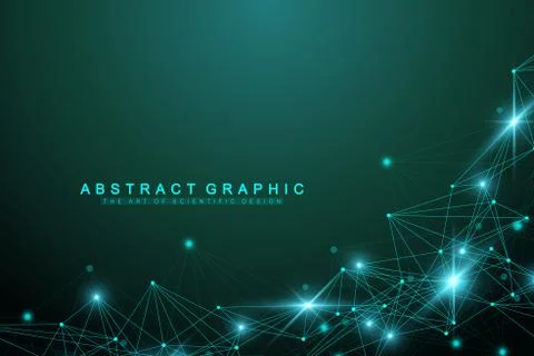 Geometric abstract background with connected line and dots. Graphic background Stock Illustration