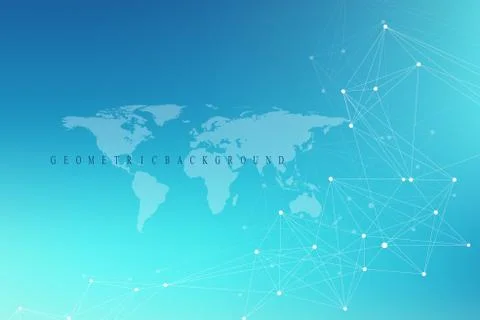 Geometric abstract background with connected line and dots. Graphic background 스톡 일러스트