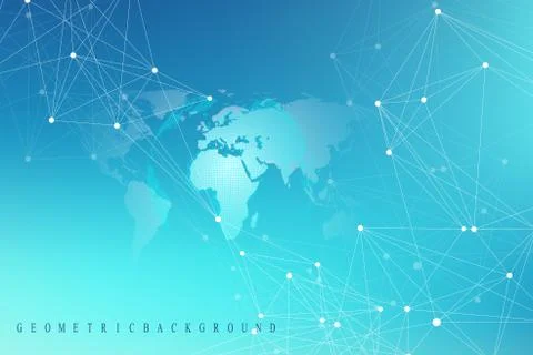 Geometric abstract background with connected line and dots. Graphic background イラスト素材