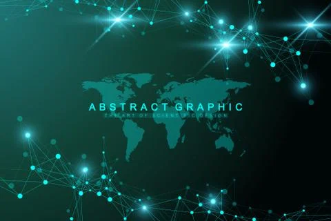 Geometric abstract background with connected line and dots. Graphic background 스톡 일러스트