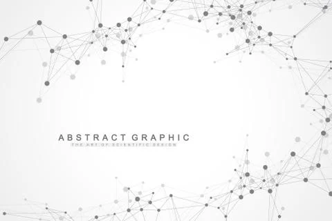 Geometric abstract background with connected line and dots. Graphic background Stock Illustration