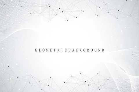 Geometric abstract background with connected line and dots. Network and Stock Illustration