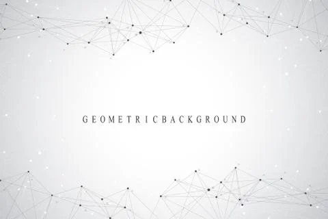 Geometric abstract background with connected line and dots. Network and イラスト素材