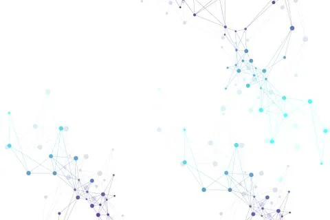 Geometric abstract background with connected line and dots. Network and Stock Illustration