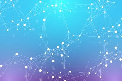 Geometric abstract background with connected line and dots. Network and Stock Illustration