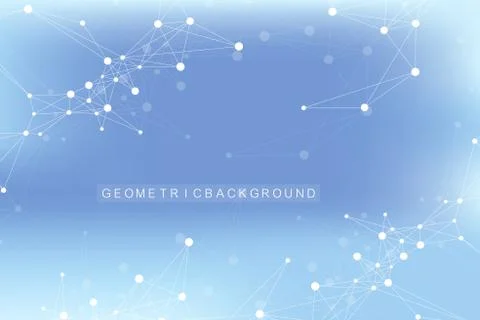Geometric abstract background with connected line and dots. Network and イラスト素材
