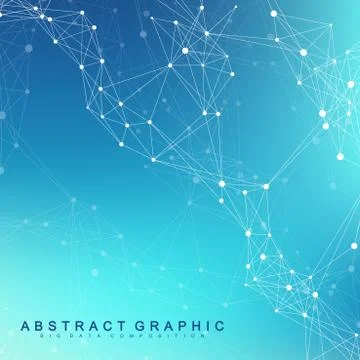 Geometric abstract background with connected line and dots. Network and Stockillustratie