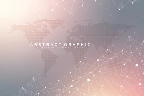 Geometric abstract background with connected line and dots. Network and イラスト素材