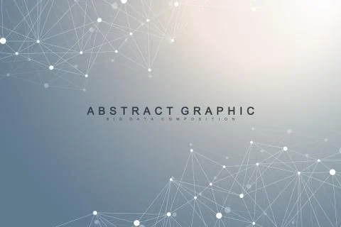 Geometric abstract background with connected line and dots. Network and Stockillustratie