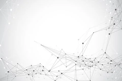 Geometric abstract background with connected line and dots. Network and Stockillustratie