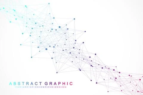 Geometric abstract background with connected line and dots. Network and イラスト素材
