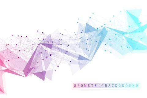 Geometric abstract background with connected line and dots. Network and Stockillustratie
