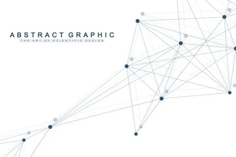 Geometric abstract background with connected line and dots. Network and Stock Illustration