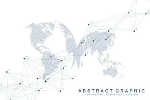 Geometric abstract background with connected line and dots. Network and Stock Illustration