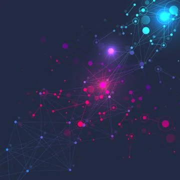 Geometric abstract background with connected line and dots. Network and イラスト素材