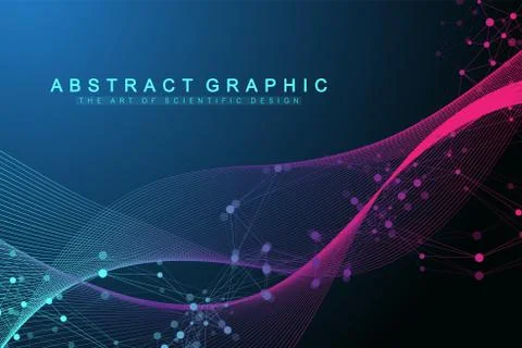 Geometric abstract background with connected line and dots. Network and イラスト素材