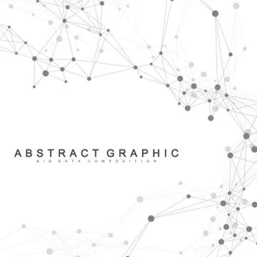 Geometric abstract background with connected line and dots. Network and Illustrazione stock