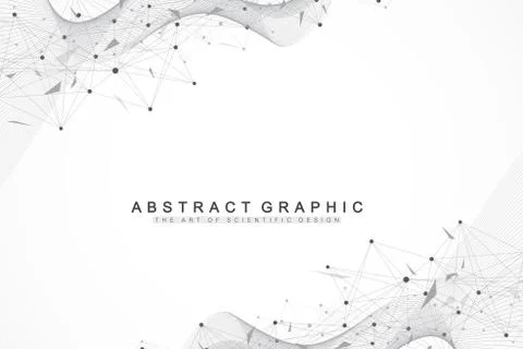 Geometric abstract background with connected line and dots. Network and Stock Illustration