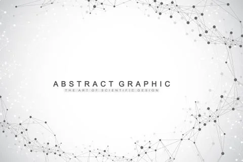 Geometric abstract background with connected line and dots. Network and Stockillustratie