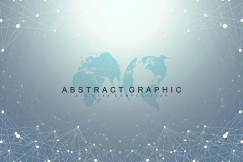Geometric abstract background with connected line and dots. Network and イラスト素材