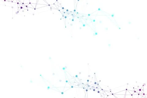 Geometric abstract background with connected line and dots. Network and イラスト素材