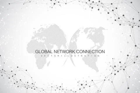 Geometric abstract background with connected line and dots. Network and Stockillustratie