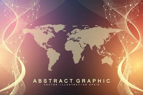 Geometric abstract background with connected line and dots. Network and conne Stock Illustration