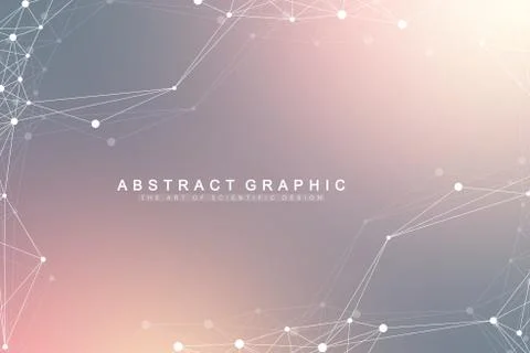 Geometric abstract background with connected line and dots. Network and conne Stock Illustration