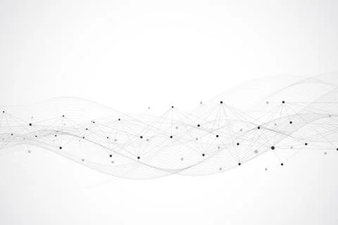 Geometric abstract background with connected line and dots. Network and conne Stockillustratie