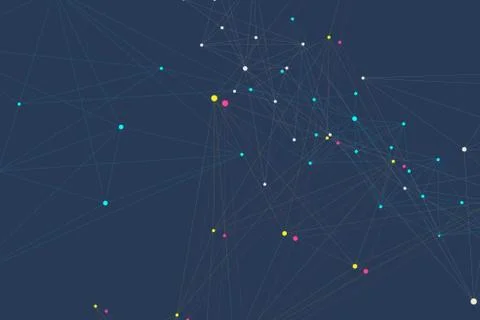 Geometric abstract background with connected line and dots. Network and conne Stock Illustration